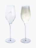 Dartington Crystal Mrs and Mrs engraved Prosecco Glass Flutes 260ml - British product
