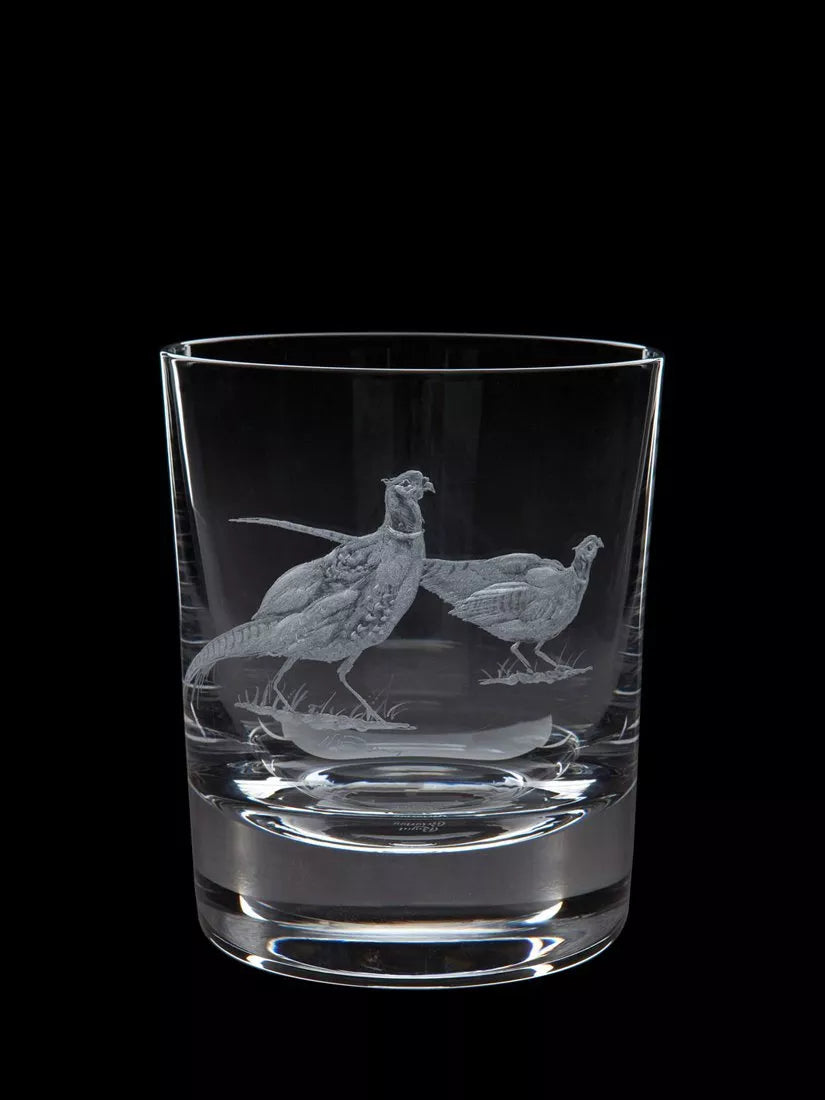 Dartington Crystal Pheasant Hand Engraved Whisky Tumbler 300ml - British product