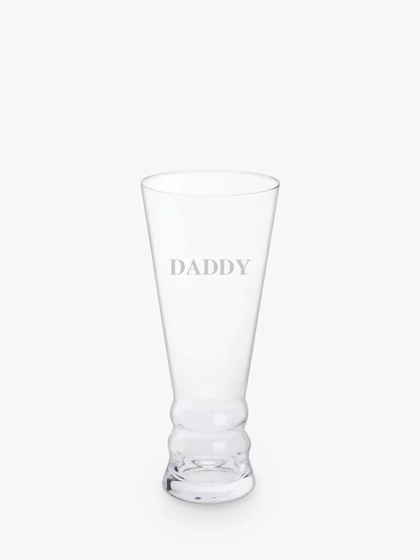 Dartington Crystal Daddy engraved pilsner lager glass 500ml - British product