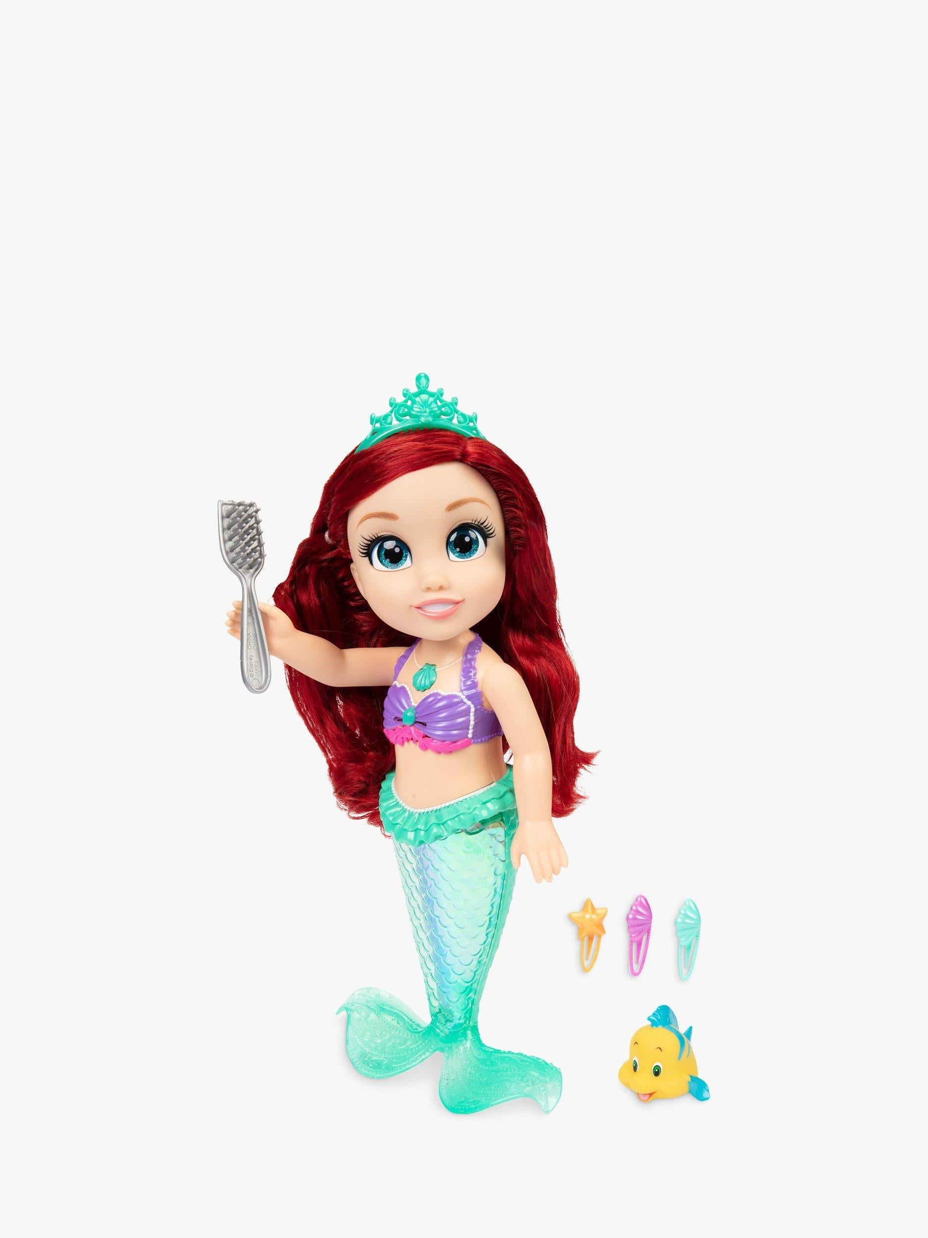 Disney Princess Ariel and Flounder singing doll with bath toy - British product