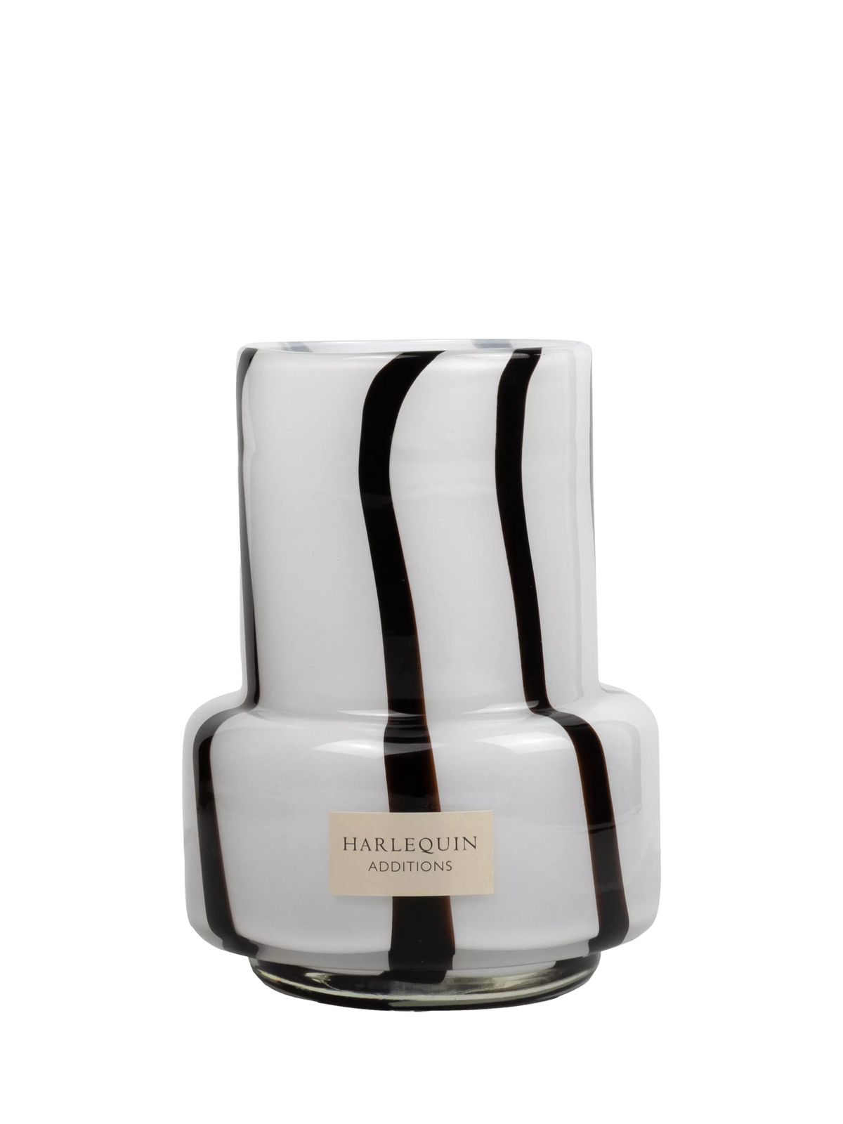 Harlequin hand made glass stripe vase in multi colors, UK version
