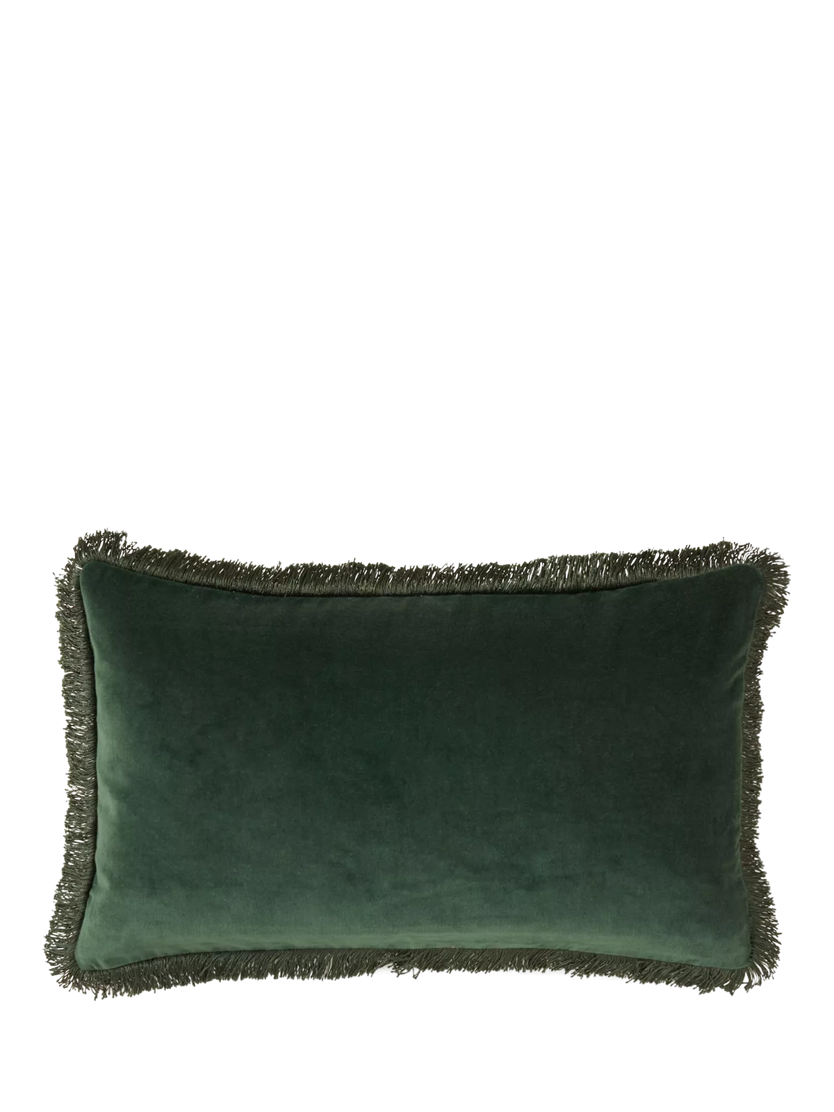 Velvet fringe cushion with feather padding (British brand)