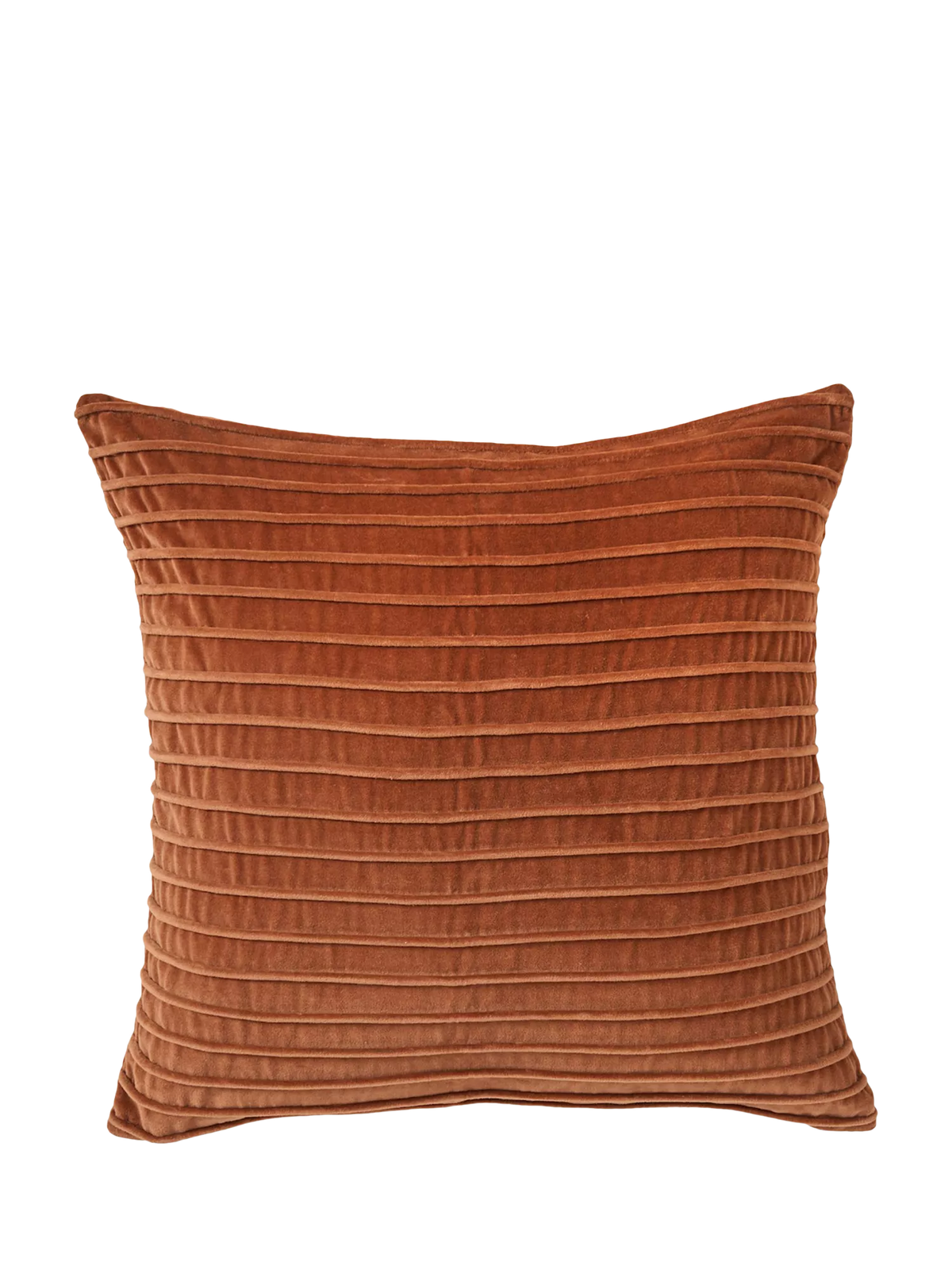 Truly Velvet Square Stripe Cushion, Burnt Orange