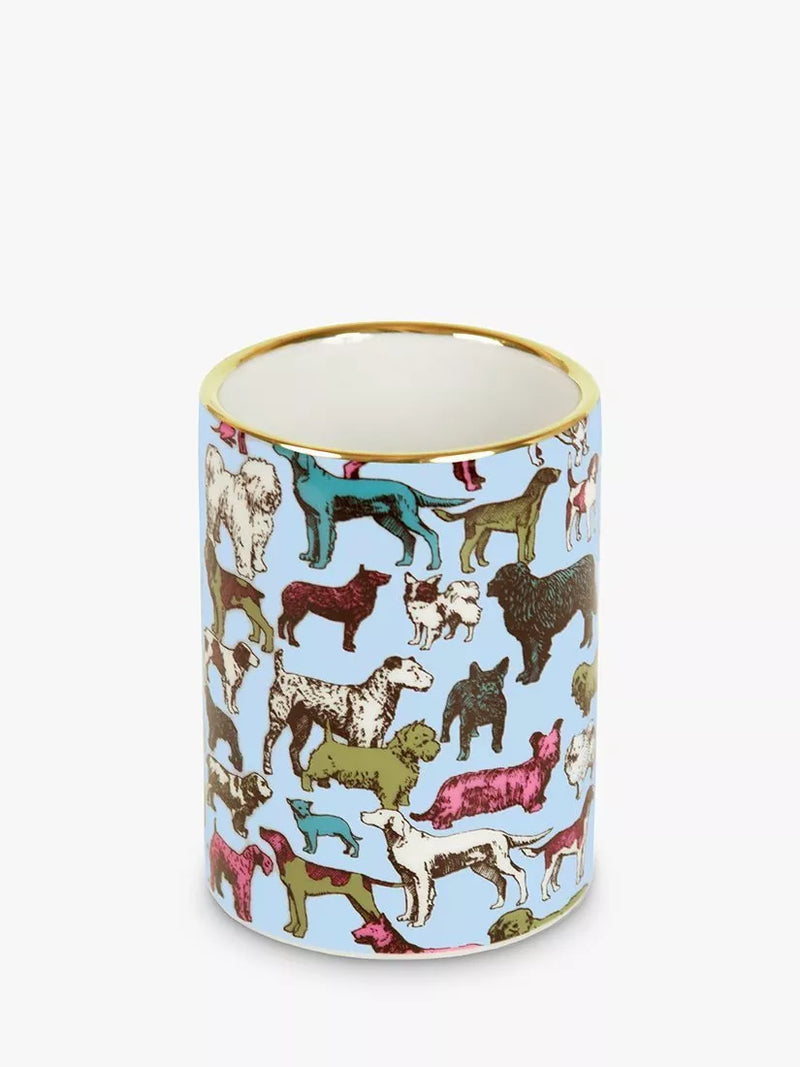 Liberty London porcelain pen pot with quirky conversational print, UK version