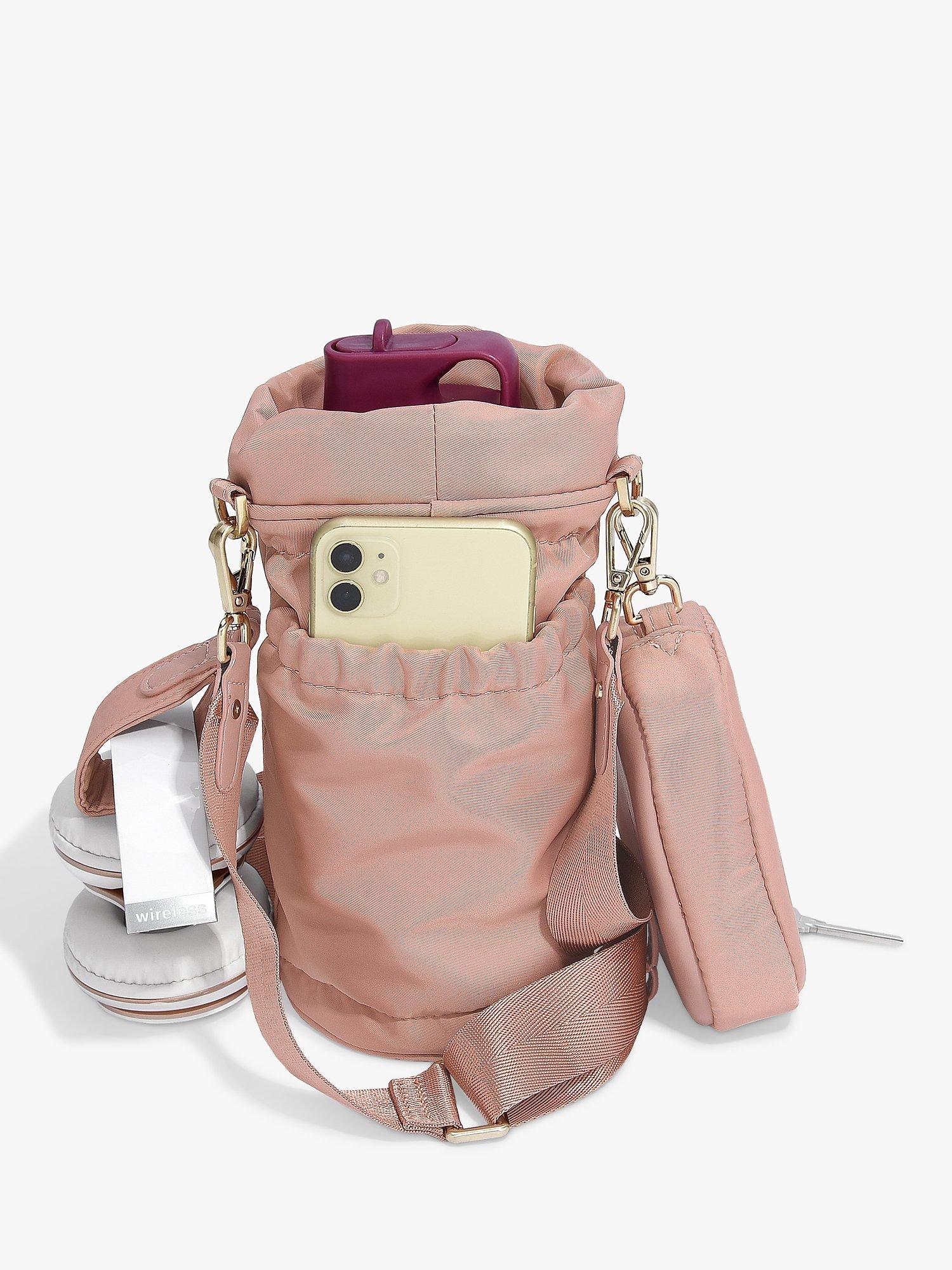 Thermo-lined bottle bag in blush with pockets (British brand)