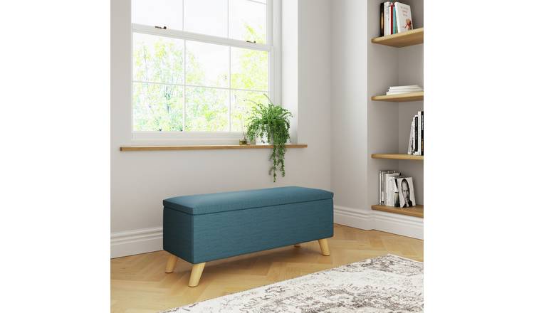 GFW Secreto Teal Fabric Ottoman 76L, UK version