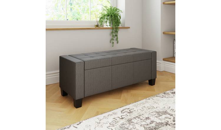 GFW Verona Ottoman Bench in Charcoal H39 W104 D39cm, UK version
