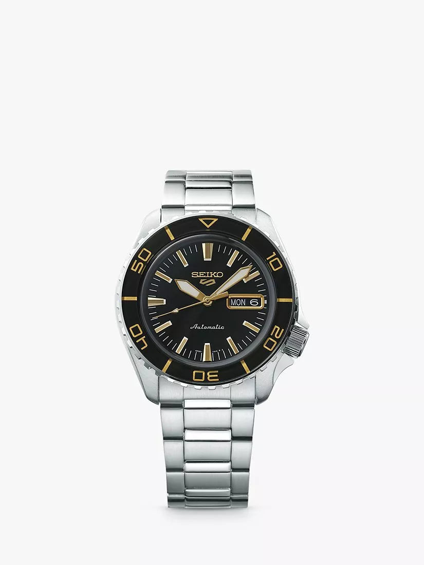 Men's Automatic Day-Date Bracelet Strap Watch, Silver/Black