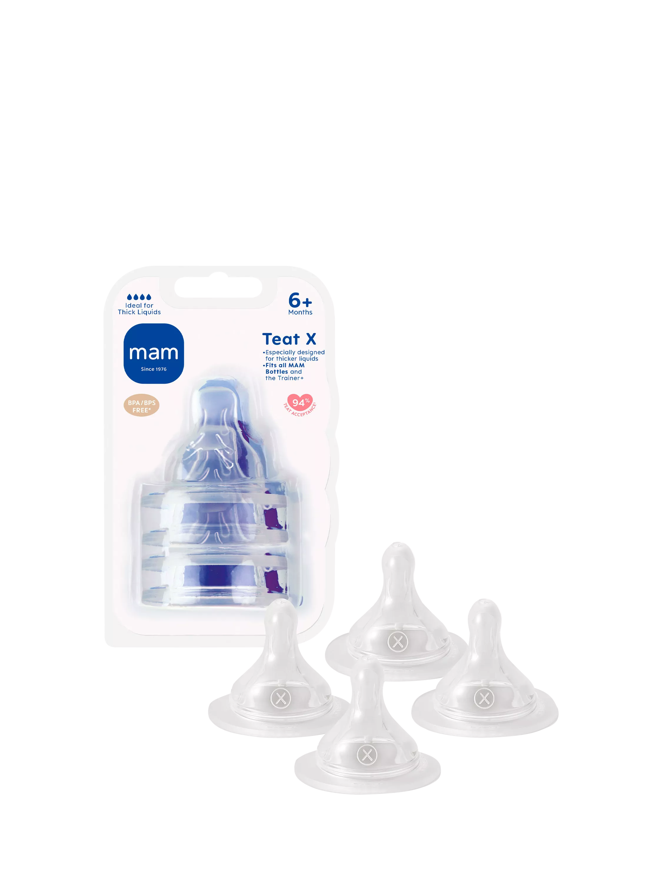 MAM Skinsoft Cross Cut Teat pack of 4, imported from the UK
