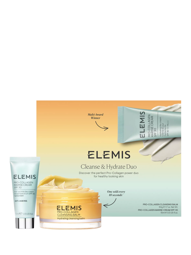 Elemis cleansing and hydrating skincare duo with SPF 30 protection - British product