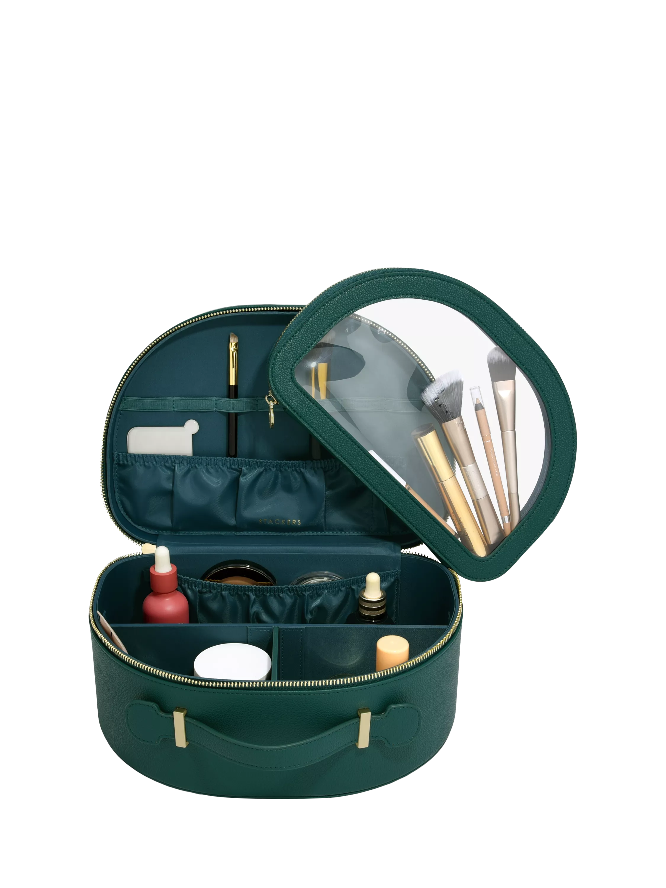 Stackers vanity case in forest green (British brand)