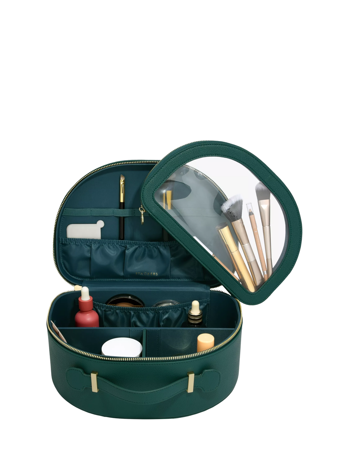 Stackers vanity case in forest green (British brand)