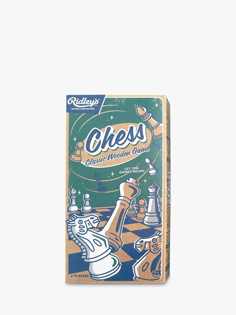 Ridley's wooden chess set with folding board and pieces, imported from the UK