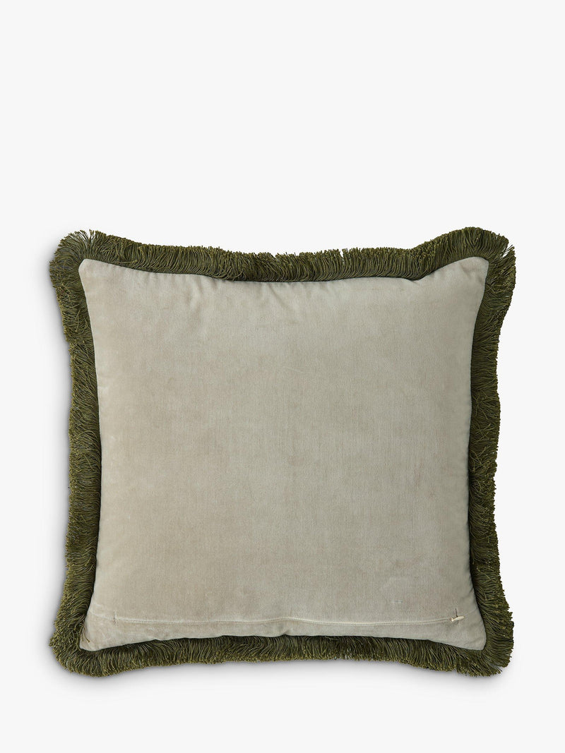 William Morris At Home Marigold Square Cushion in olive (British brand)