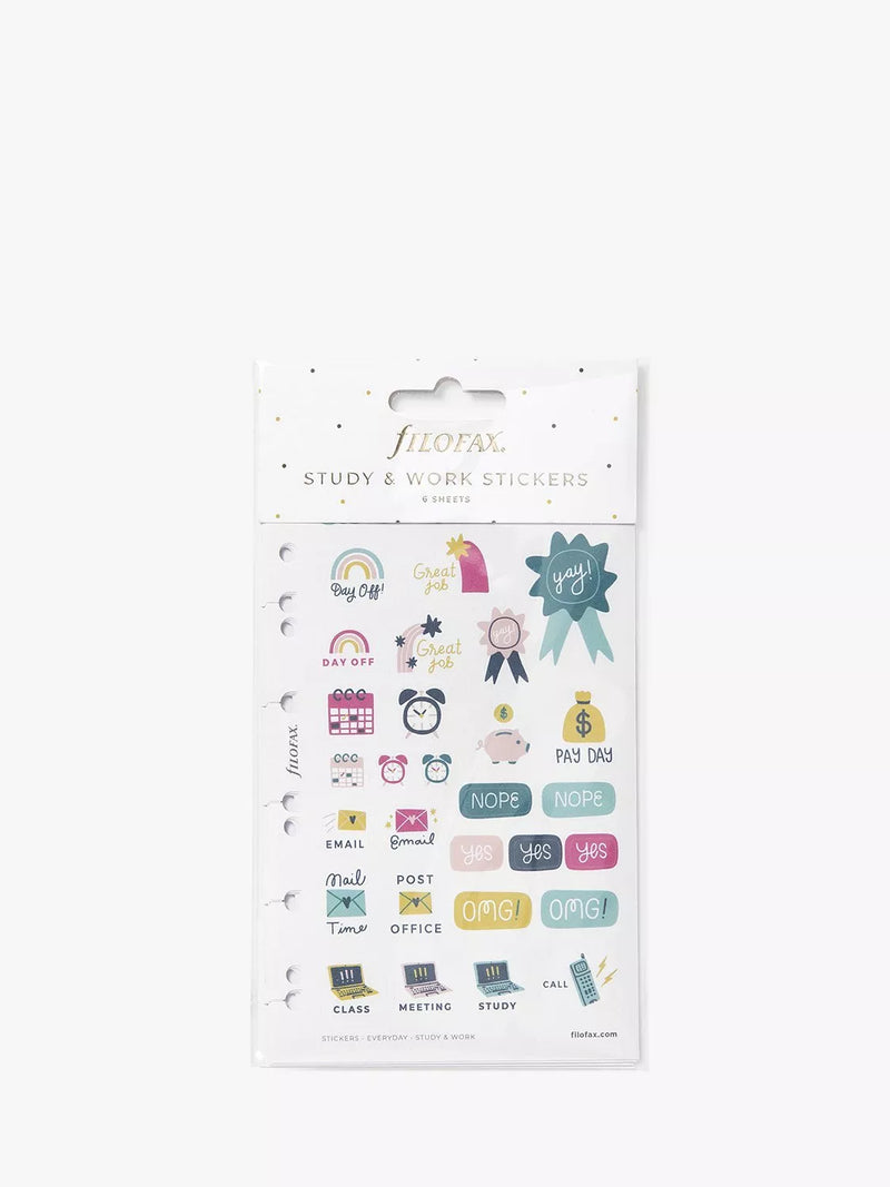 Filofax Study Work Organiser Stickers 6 Sheets - British product