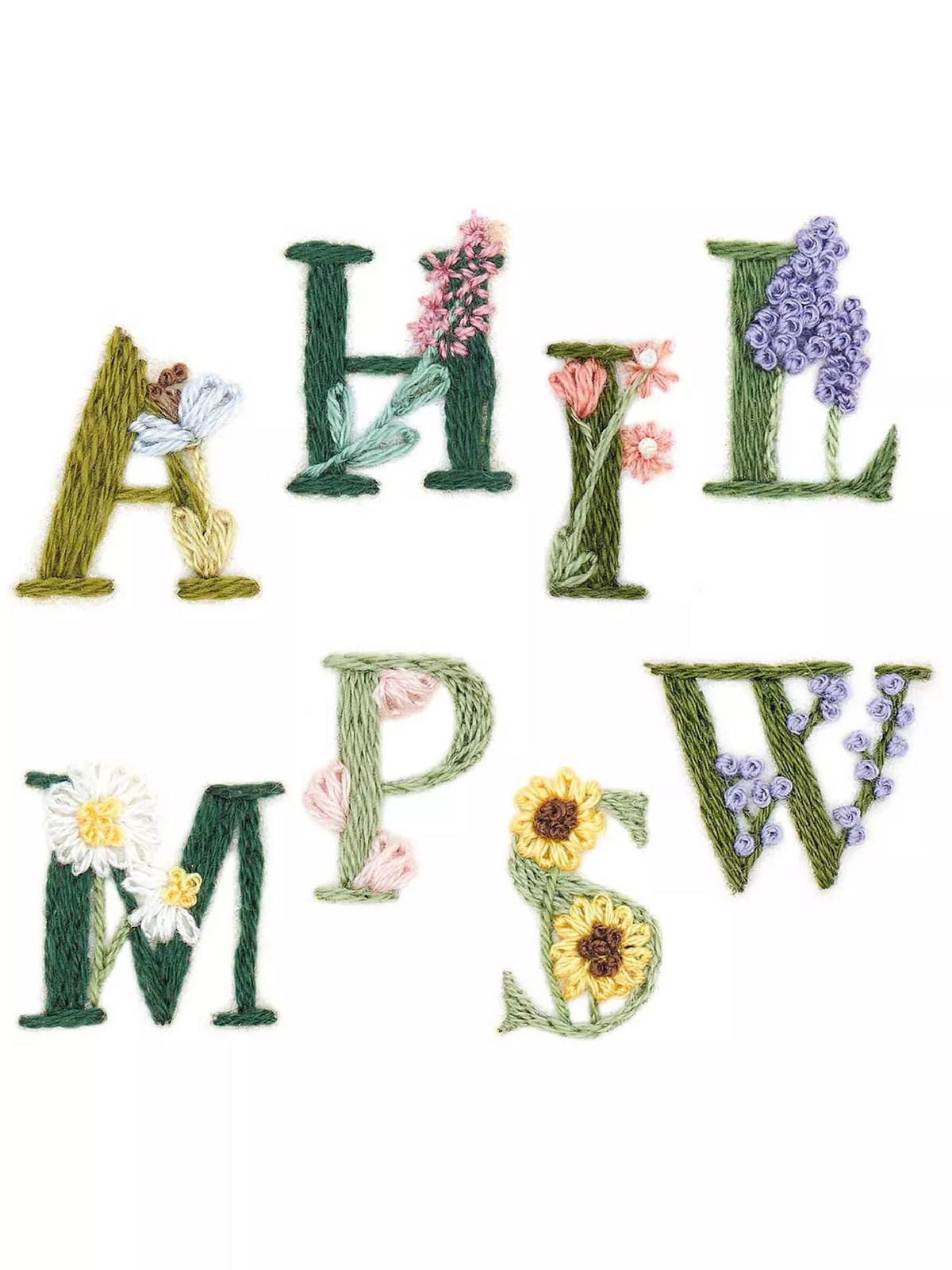 Rico Design Stick & Stitch Floral Alphabet Embroidery Kit 49.70g, imported from the UK
