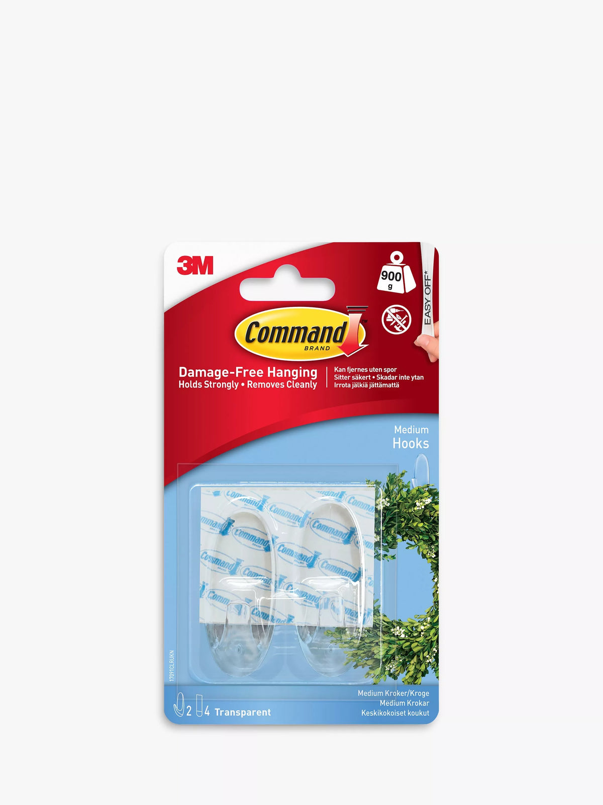 Command Medium Clear Hanging Hooks Pack of 2 900g - British product