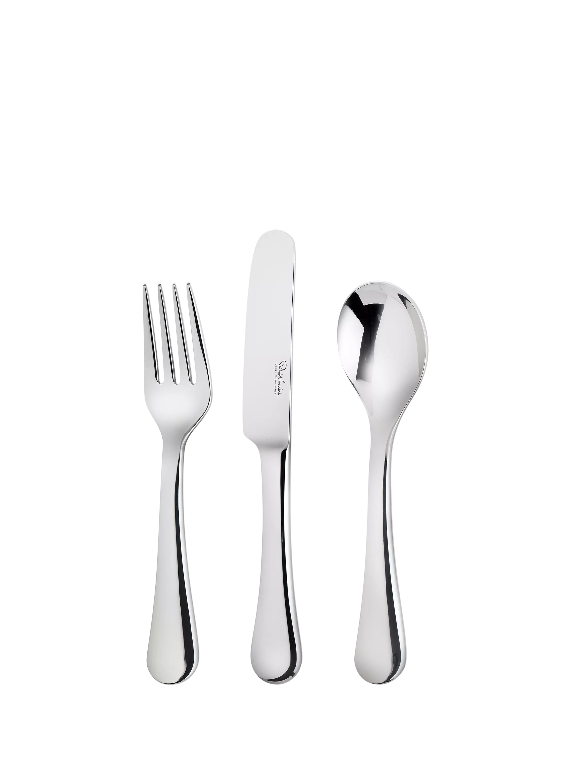 Robert Welch Radford Bright stainless steel children's cutlery set 3 piece, imported from the UK
