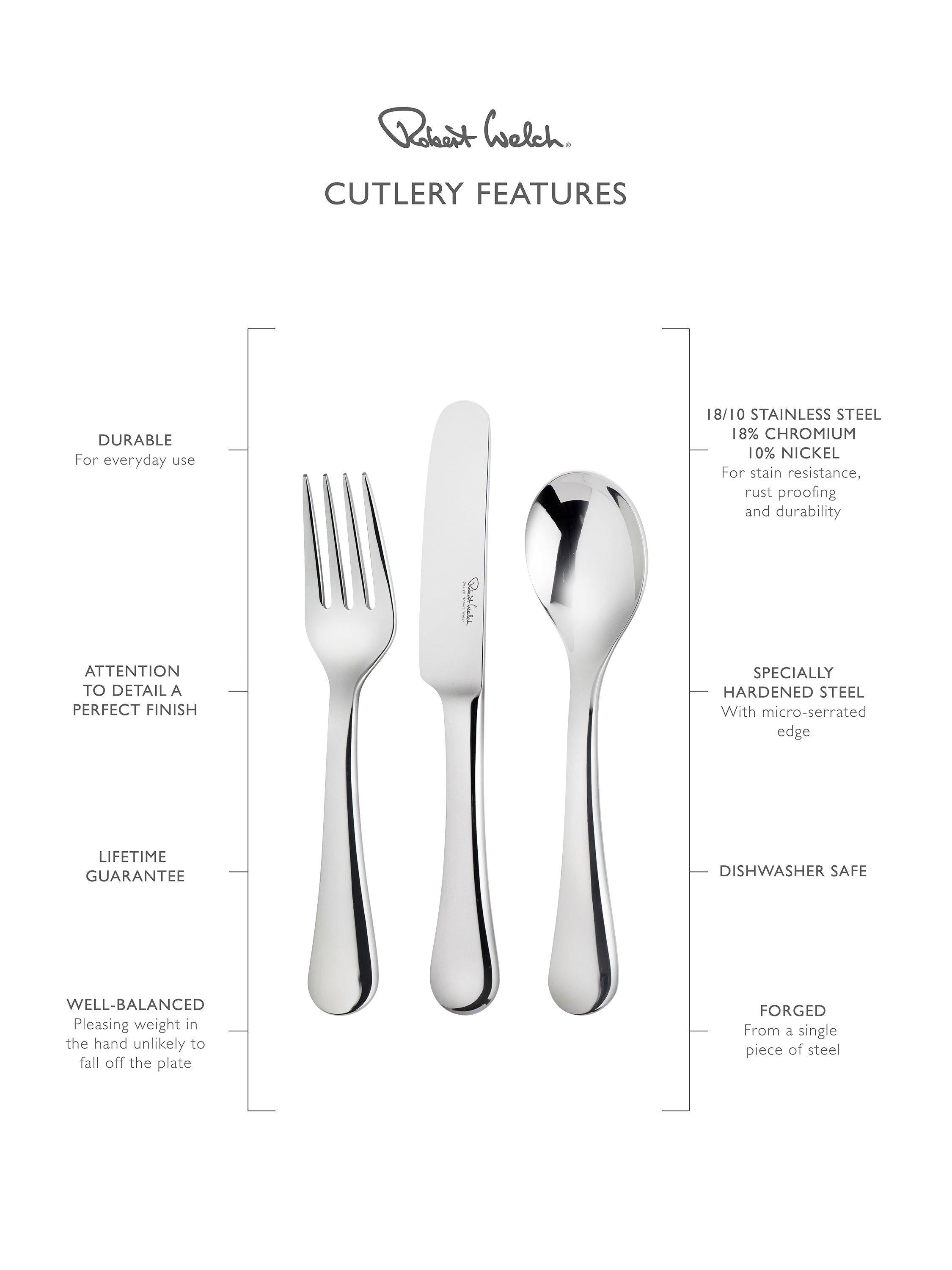 Robert Welch Radford Bright stainless steel children's cutlery set 3 piece, imported from the UK