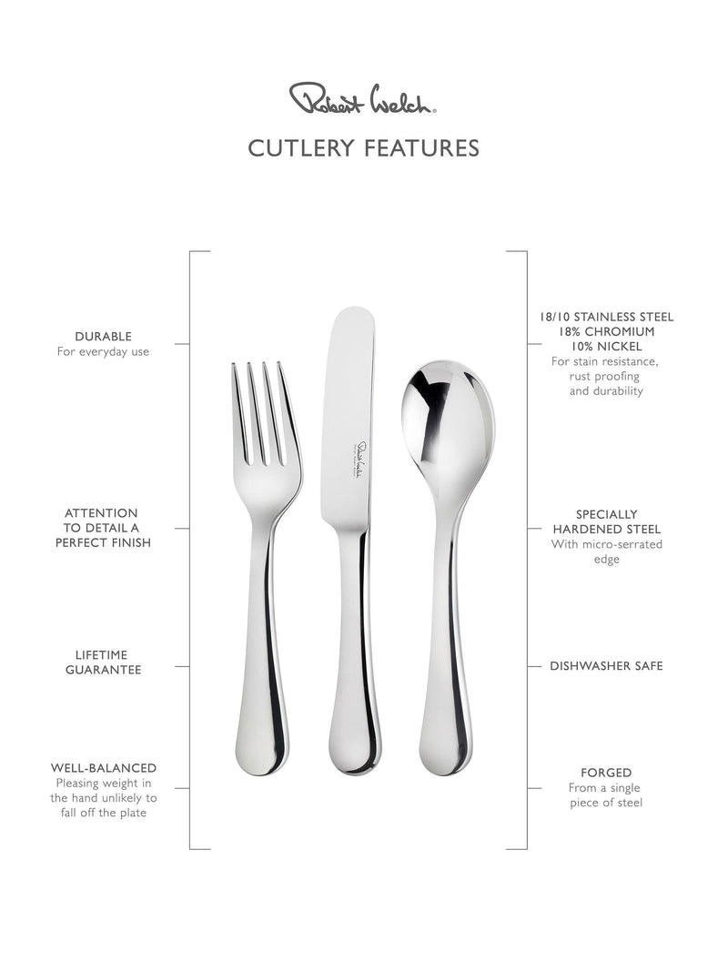 Robert Welch Radford Bright stainless steel children's cutlery set 3 piece, imported from the UK