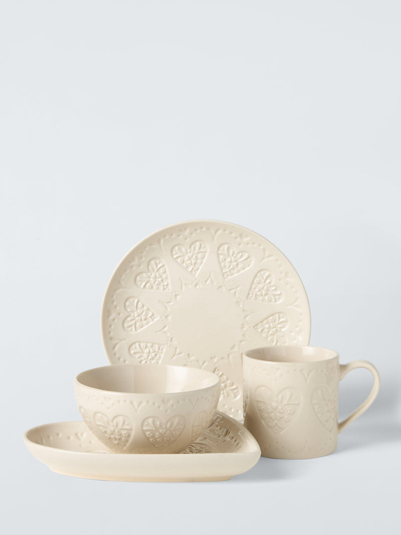 John Lewis stoneware side plate heart embossed 20.5cm, UK version