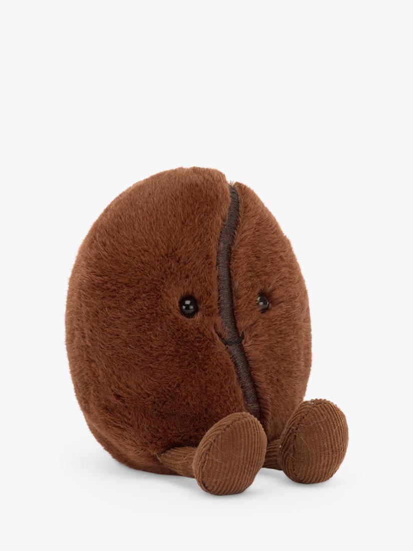 Small Dark Brown Coffee Bean Shaped Soft Toy with Stitched Detail
