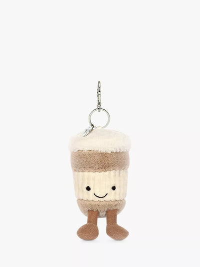 Coffee-Themed Bag Charm with Biscotti Fur and Frothy Cream Lid