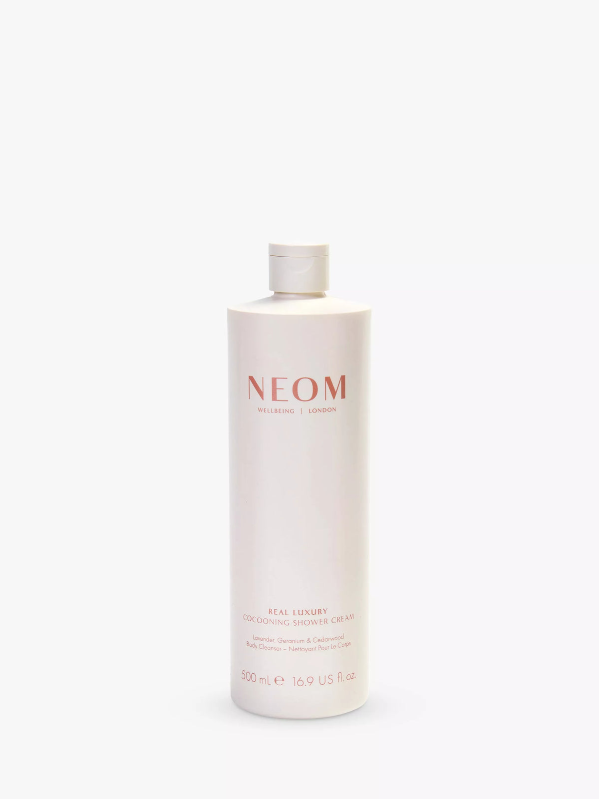 NEOM Cocooning Shower Cream 500ml, imported from the UK