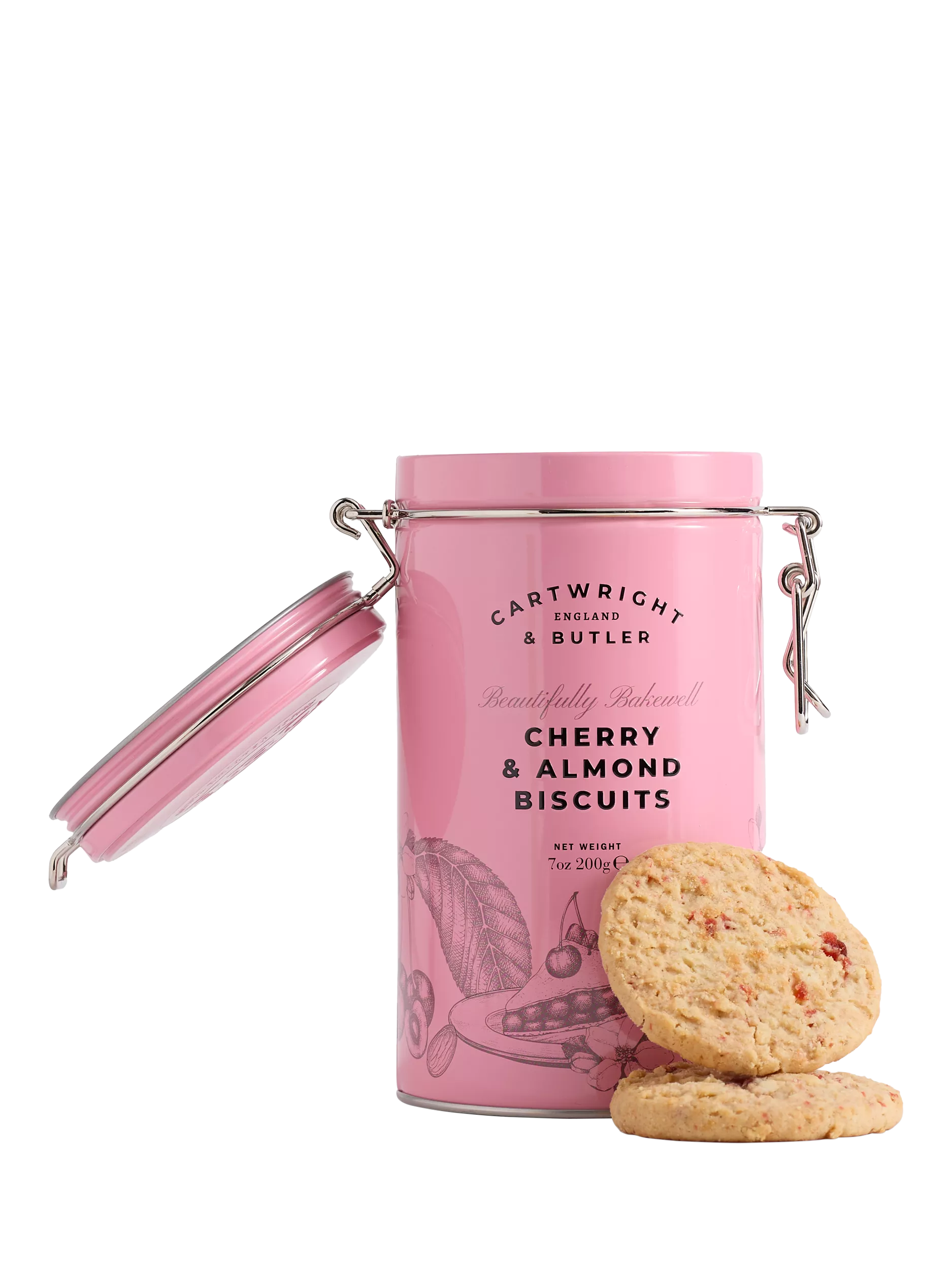 Cartwright & Butler Cherry & Almond Biscuits 200g tin - British product