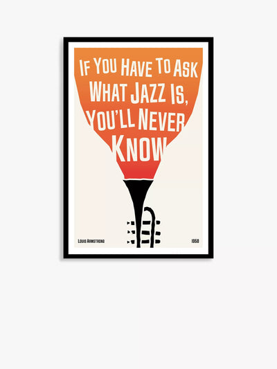 Louis Armstrong Jazz Trumpet Framed Print, 62 x 42cm, Multi