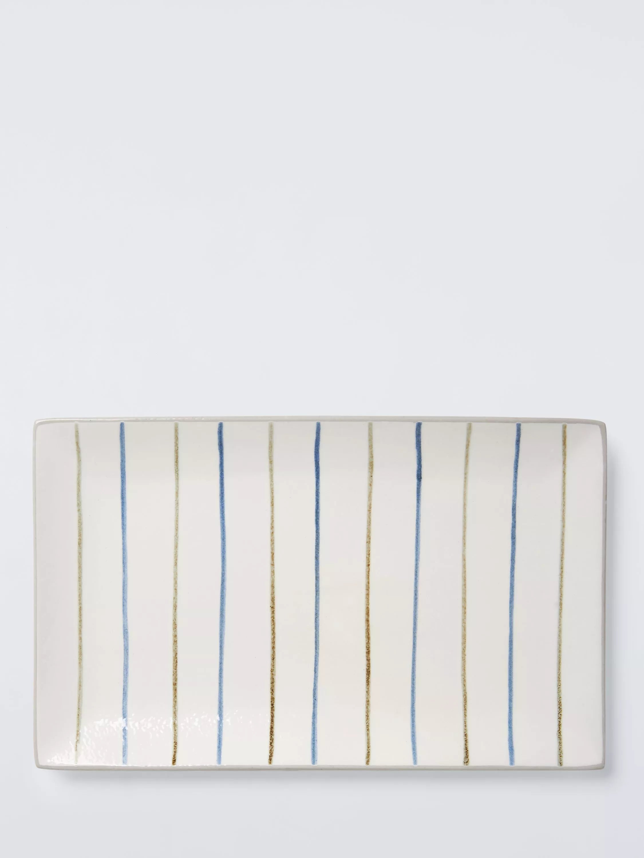 John Lewis Hand Painted Stripe Stoneware Platter Blue 23.3cm, UK version