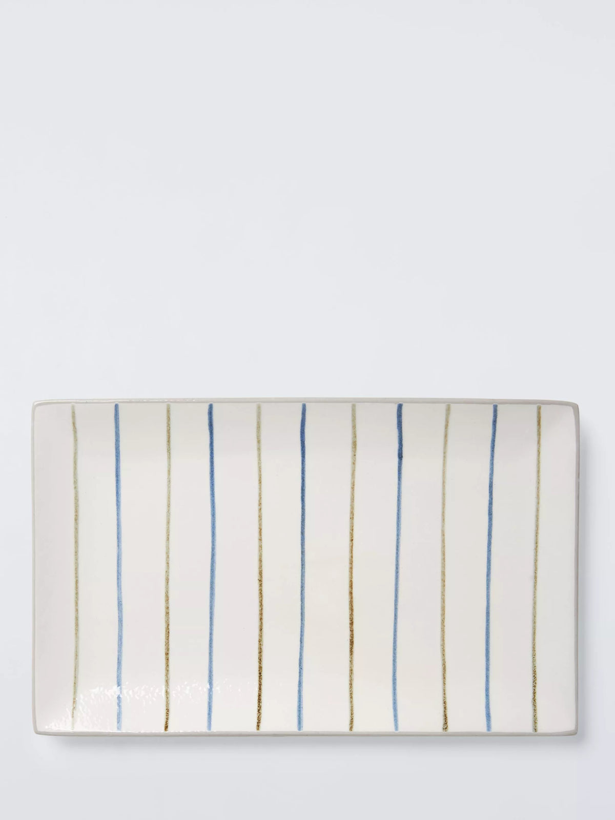 John Lewis Hand Painted Stripe Stoneware Platter Blue 23.3cm, UK version