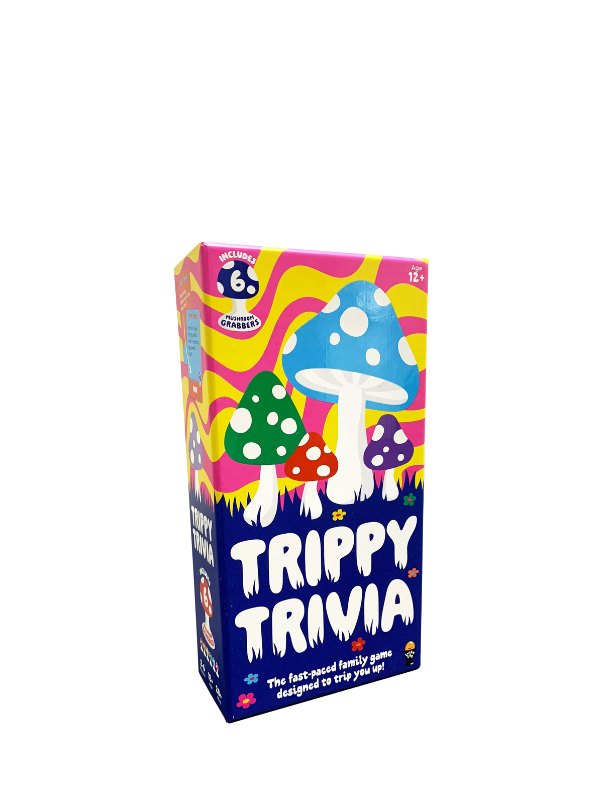 Lucky Egg Trippy Trivia mushroom-themed board game with grabbers and tokens, UK version