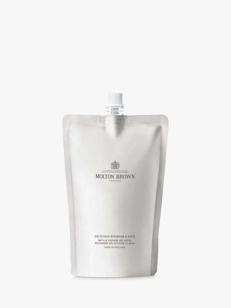 Molton Brown Rhubarb Rose bath and shower gel refill 400ml, imported from the UK