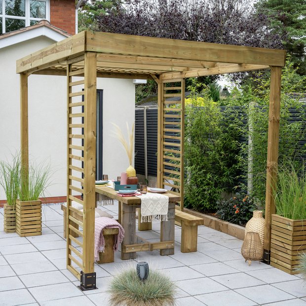 Forest Garden dining pergola H280xW304xD244cm - British product