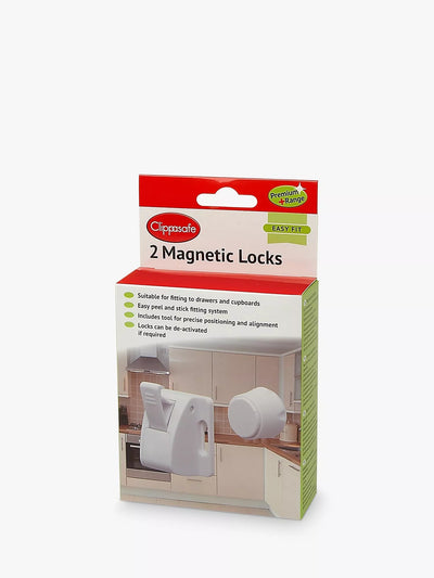 Magnetic Locks for Cupboards and Drawers, Pack of 2 with Peel-and-Stick Fitting