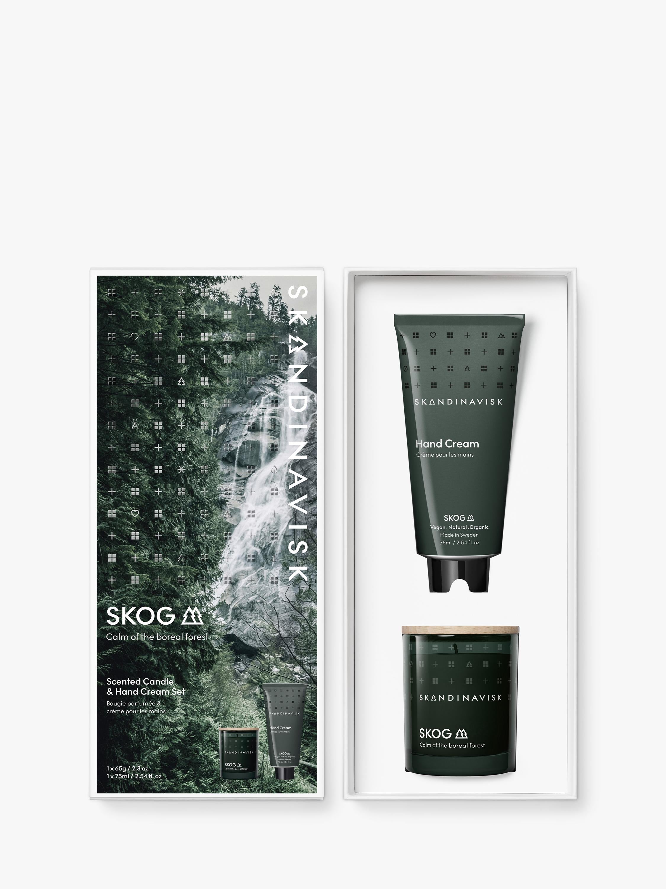 SKANDINAVISK Skog scented candle and hand cream gift set (British brand)