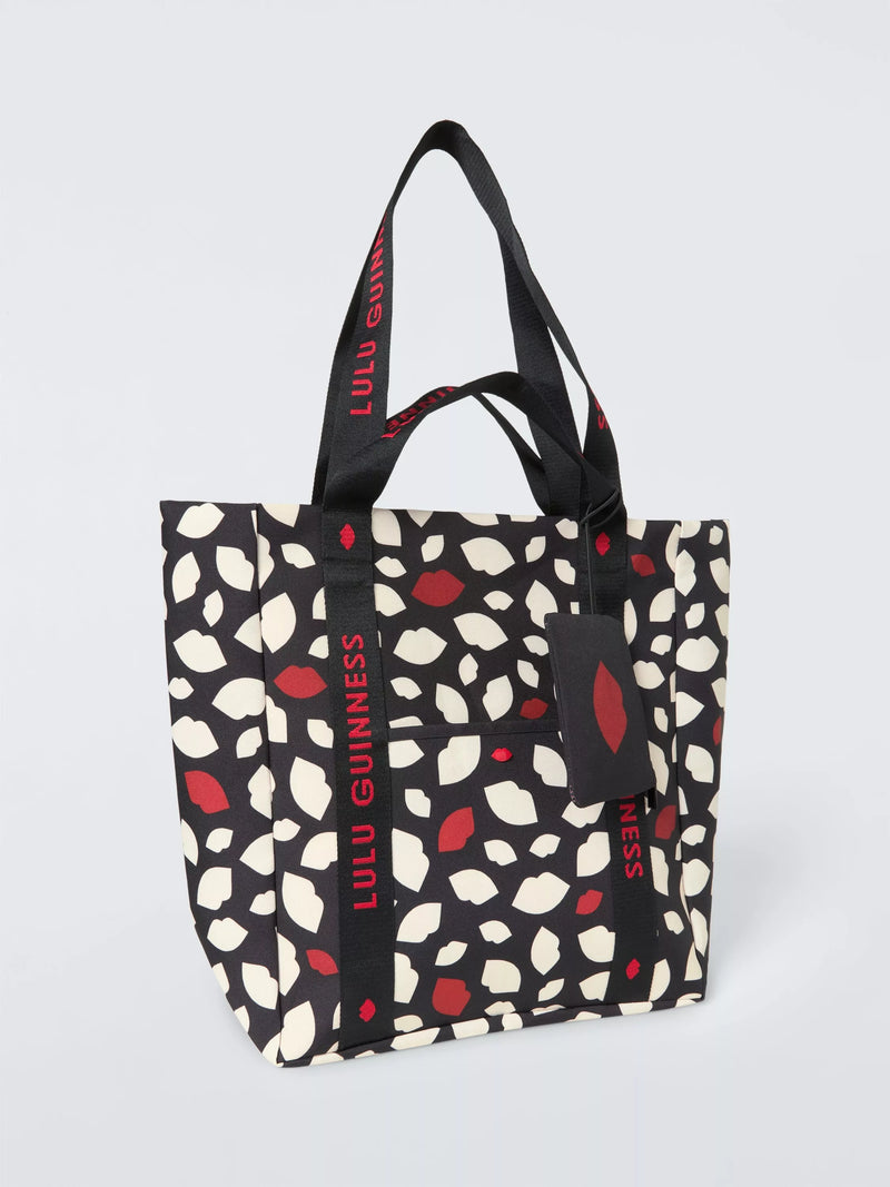 Lulu Guinness large tote bag with lip motif in multi, UK version