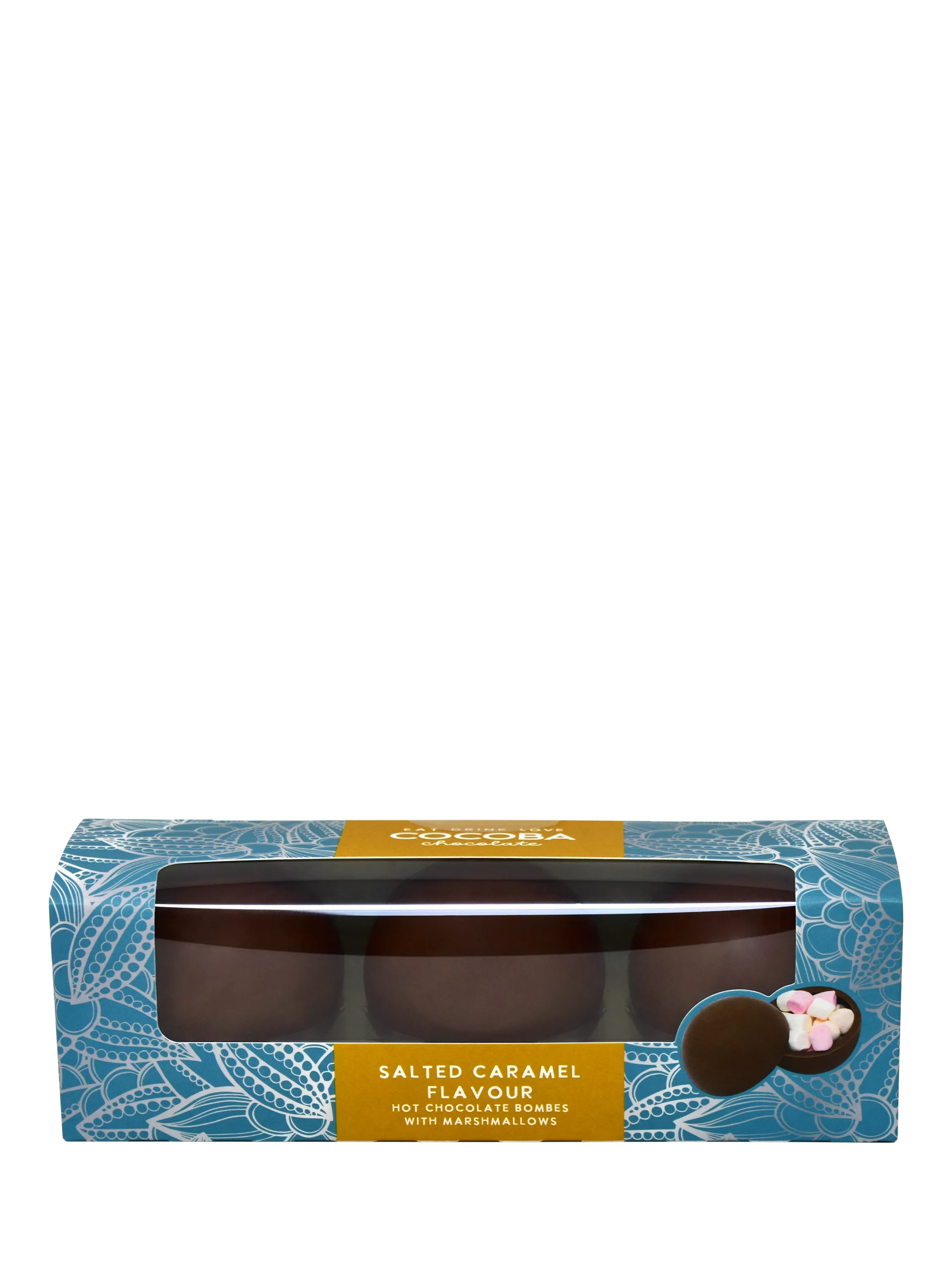 Salted Caramel Hot Chocolate Bombes with Mini Marshmallows, Pack of 3, 150g