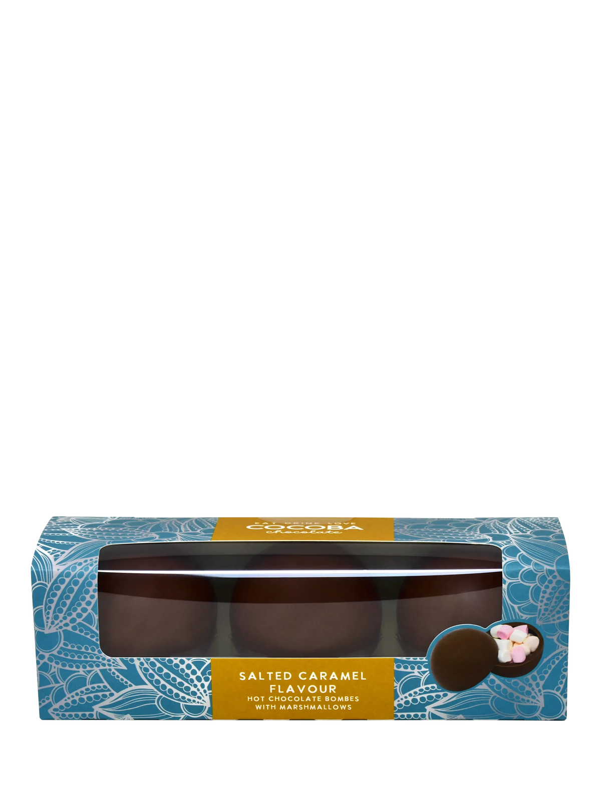 Salted Caramel Hot Chocolate Bombes with Mini Marshmallows, Pack of 3, 150g