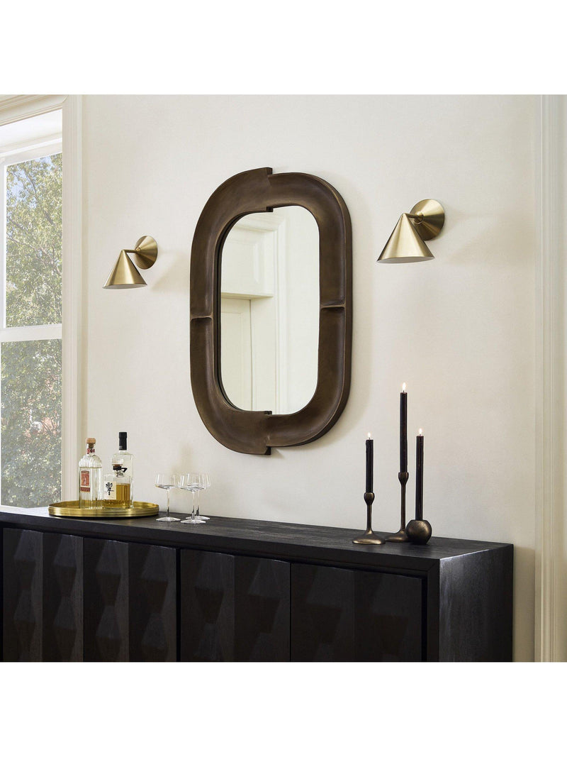 Contemporary Industrial Metal Wall Mirror with Bronze Frame, 102 x 69 cm