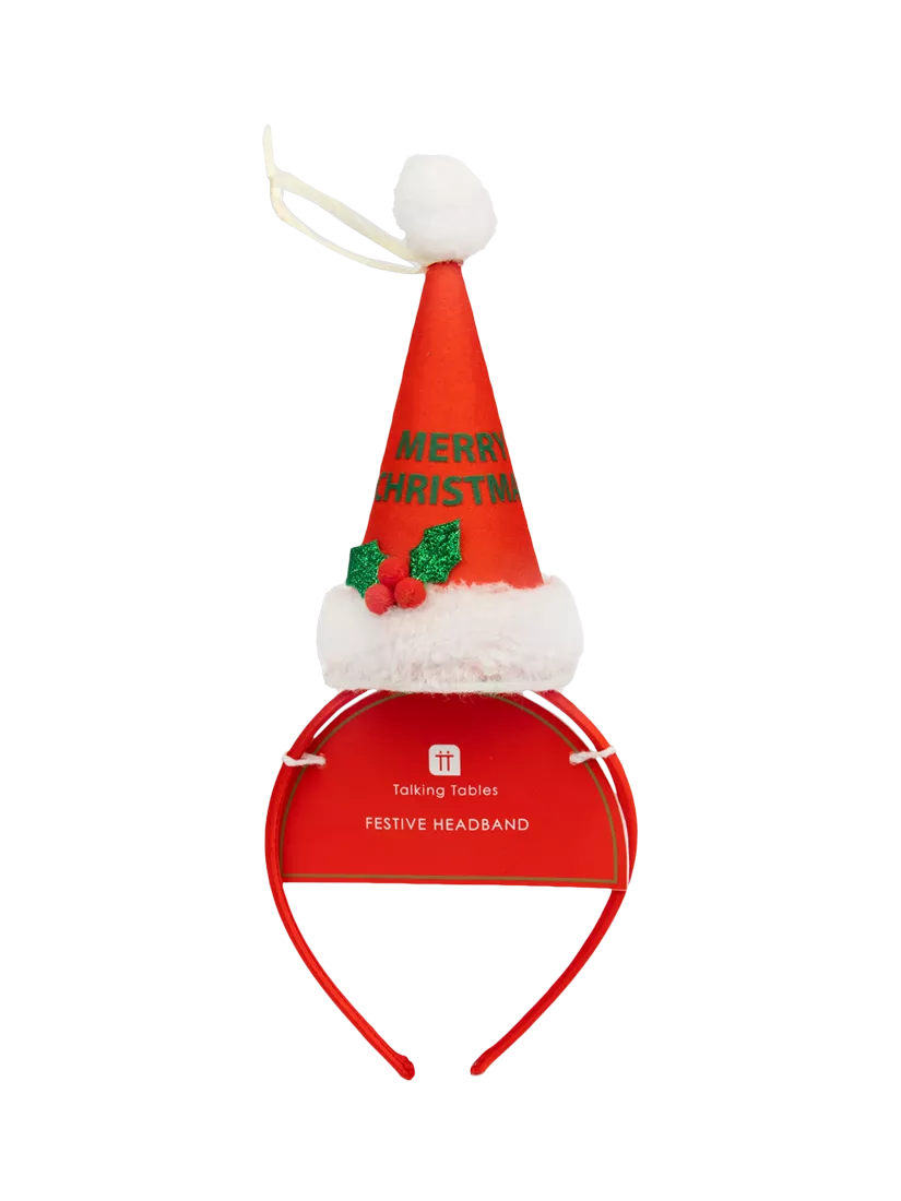 Talking Tables red 'Merry Christmas' novelty headband (British brand)