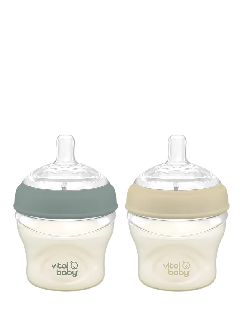 Vital Baby natural shape baby bottle with anti-colic valves, pack of 2, 150ml (British brand)