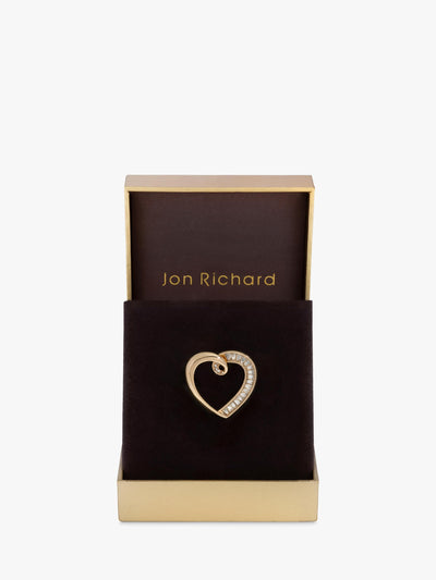 Heart-Shaped Gold-Plated Crystal Brooch in Gift Box