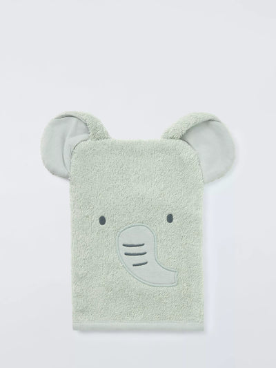 John Lewis Elephant Towelling Mitt Green Baby Bath