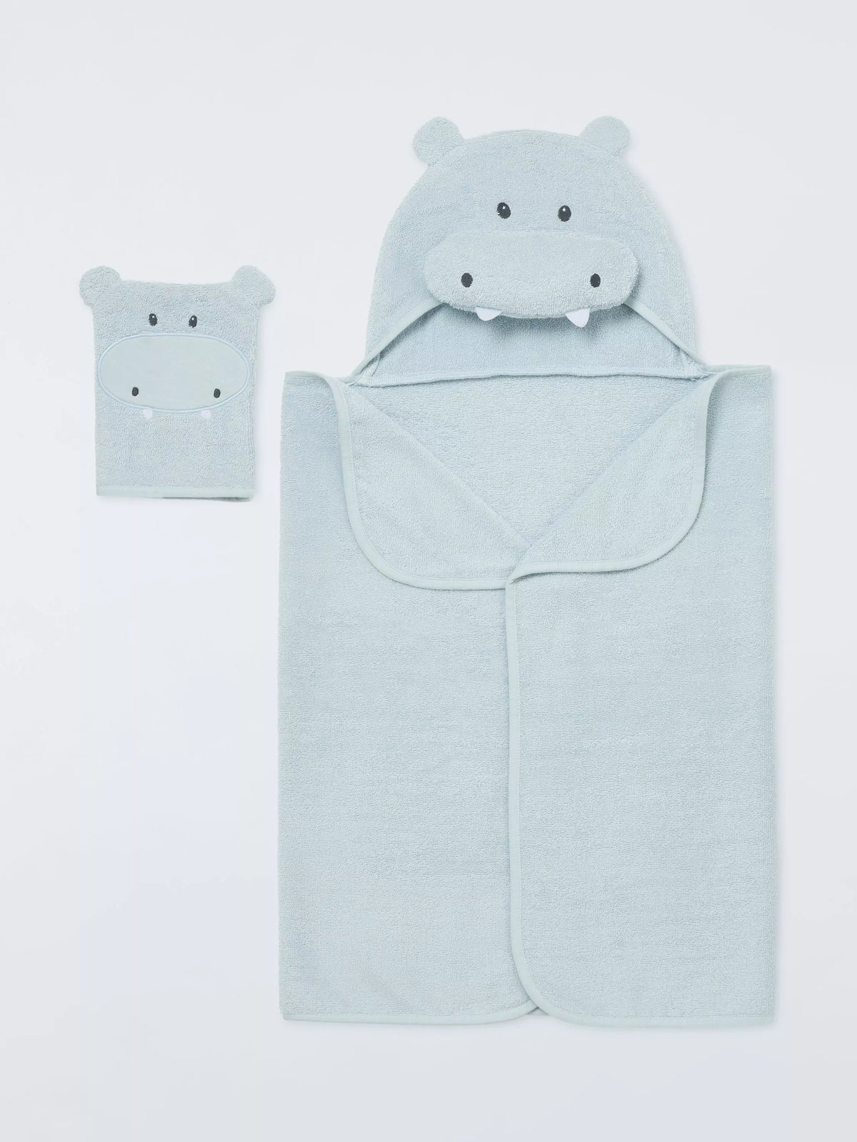 John Lewis Baby Hippo Hooded Towel and Mitt Set, UK version