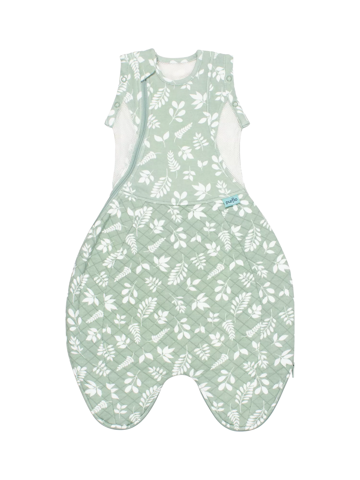Purflo Swaddle to Sleep Fern Baby Sleeping Bag, 2.5 Tog, Sage