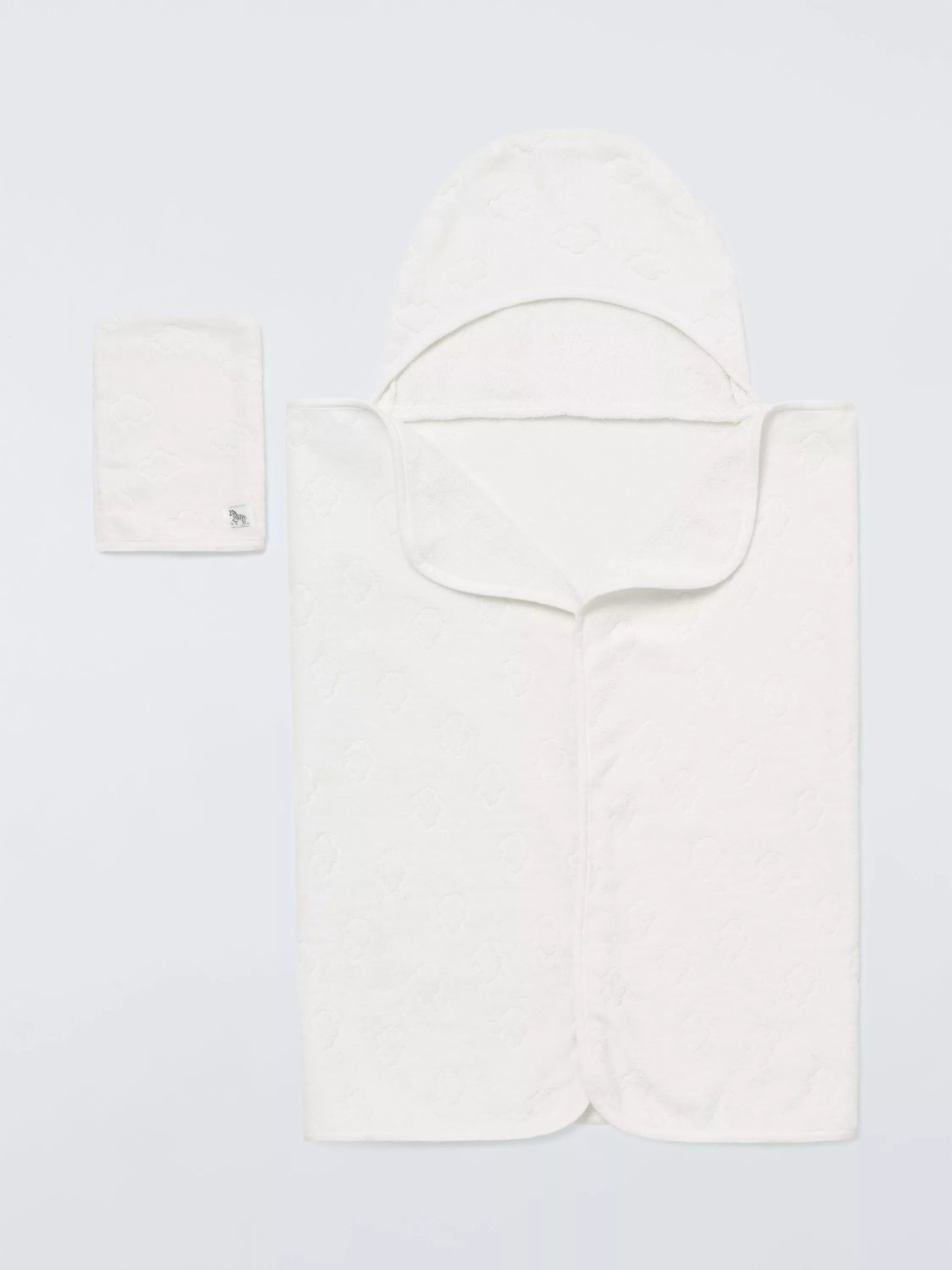 John Lewis Baby Cloud Hooded Towel & Mitt Set, White - McGrocer