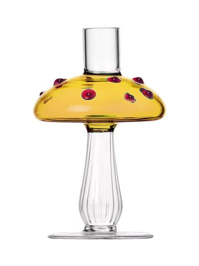 Ichendorf Milano Alice Mushroom Large Glass Candle Holder Clear/Amber