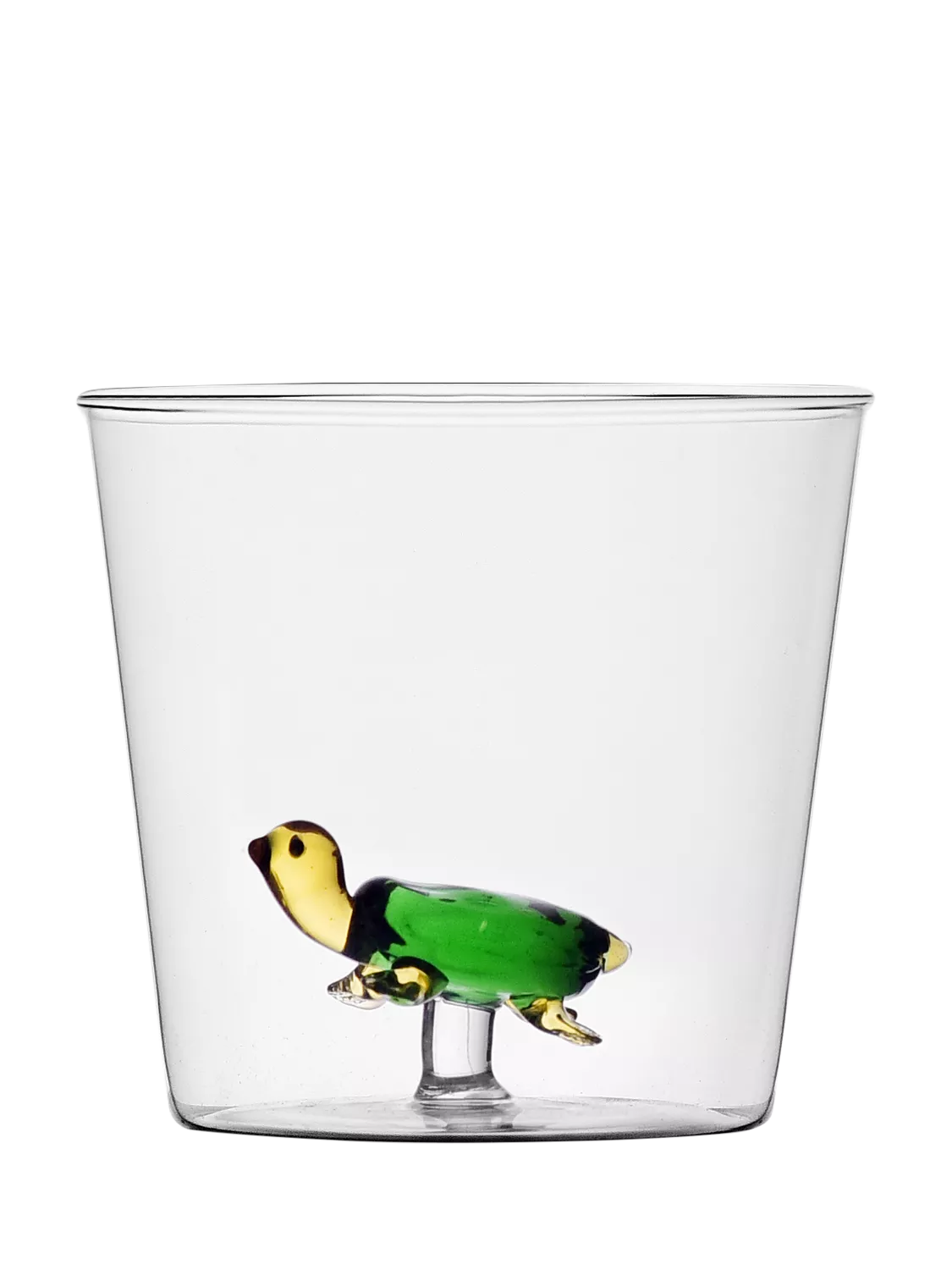 Ichendorf Milano turtle design glass tumbler 370ml in clear and green, UK version